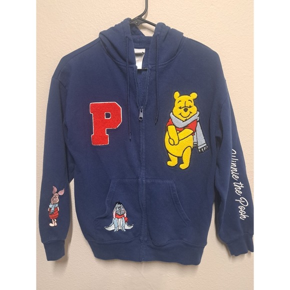 Disney Tops - Disney Winnie The Pooh Zip Hoodie Navy Embroidered Pooh Piglet Eeyore XS